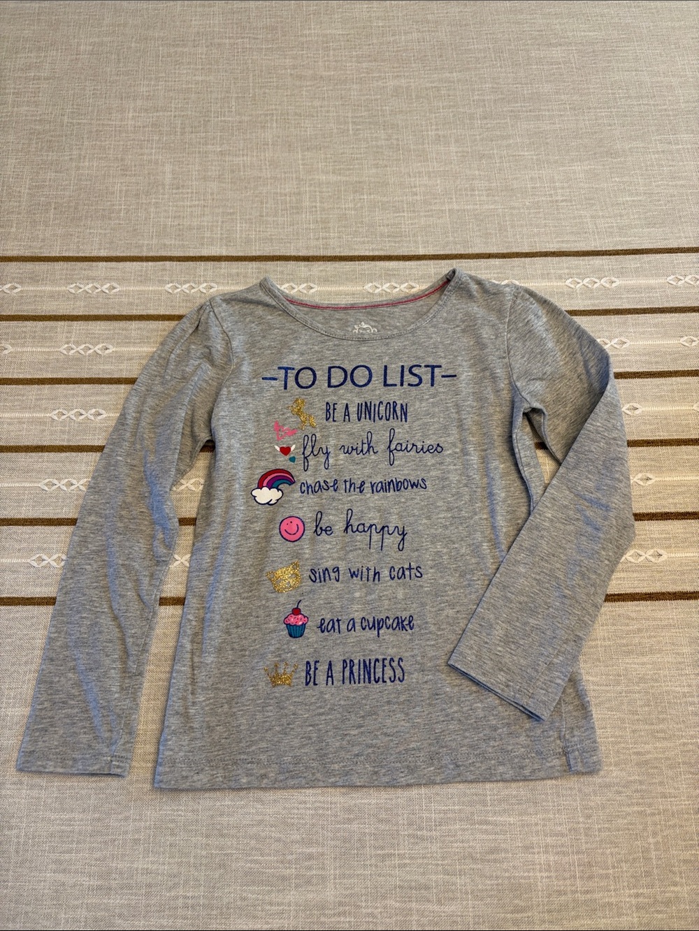 Girls' Gray 'To Do List' Long-Sleeve Graphic Top